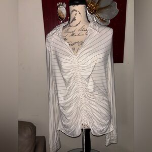 Elegant White Striped Women's Top